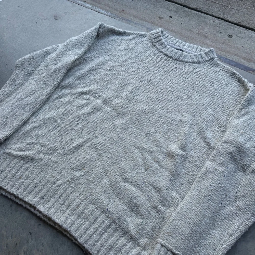 BDG Urban Outfitters Mens Large Oatmeal Beige Speckled Knit Crewneck Sweater